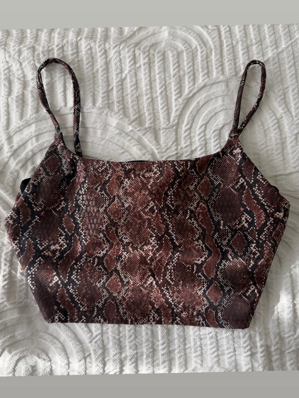 Brown Snakeskin Print Cropped Cami Top